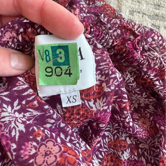 MISA Los Angeles Maribel Off Shoulder Floral Pattern Tiered Pom Pom Midi Dress - Picture 5 of 10